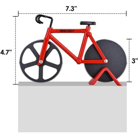 Bicycle Pizza Cutter Wheel, Non-stick Dual Cutting Wheels Pizza Cuter - Picture 3 of 4